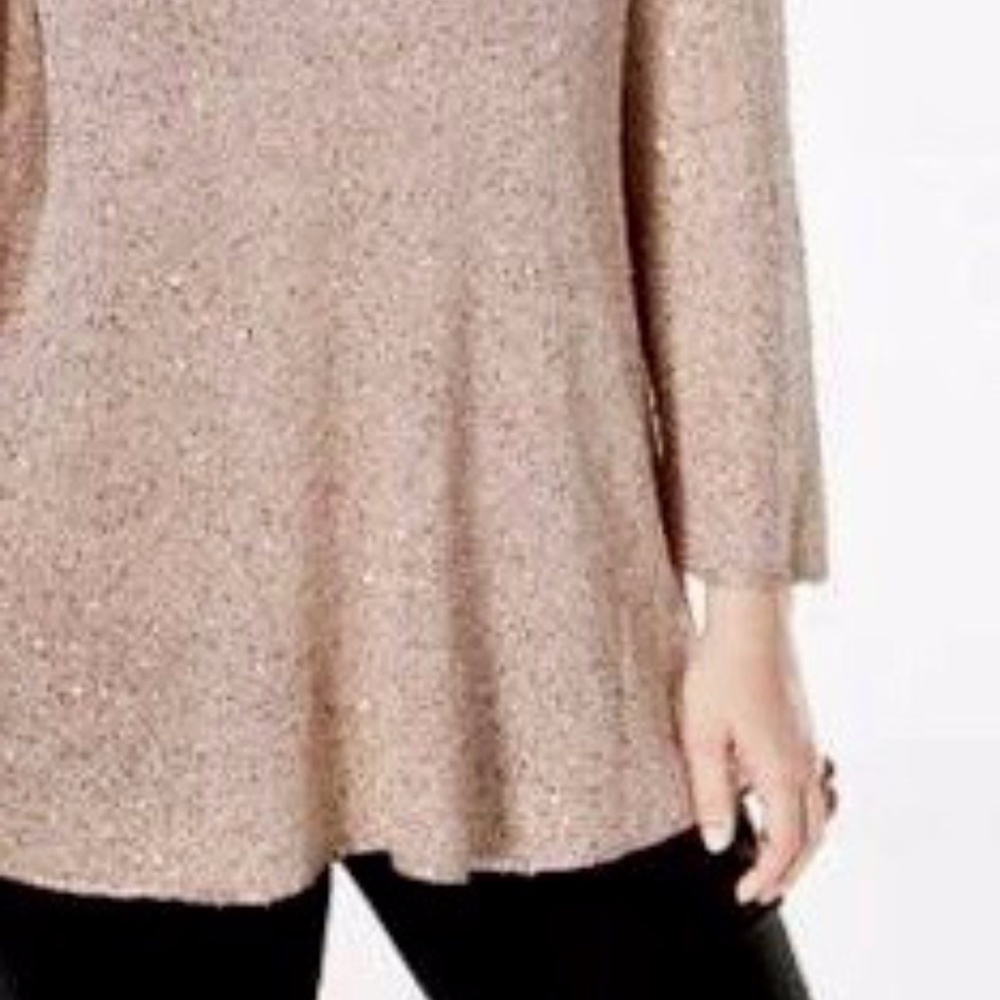 Alfani Cold Shoulder Tunic Champagne Sequins Top & Matching Cami Scoop Neck - Picture 4 of 10